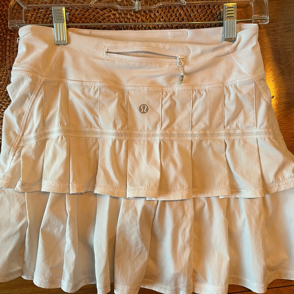 lululemon athletica White Ruffled Skater Mini Skirt